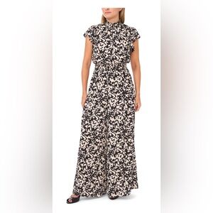 1. State Black and White Patterned Maxi Jumpsuit - Size S